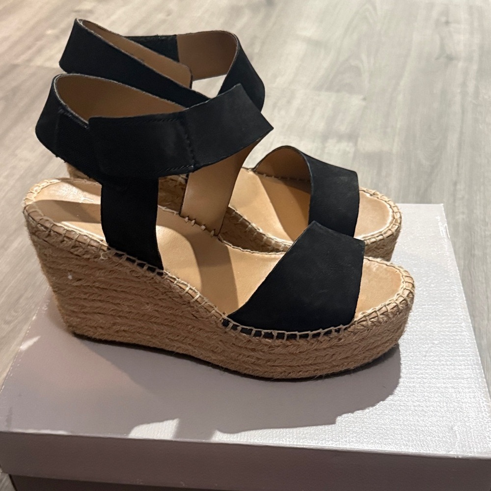Franco Sarto Black Espadrille Wedges - Picture 5 of 6